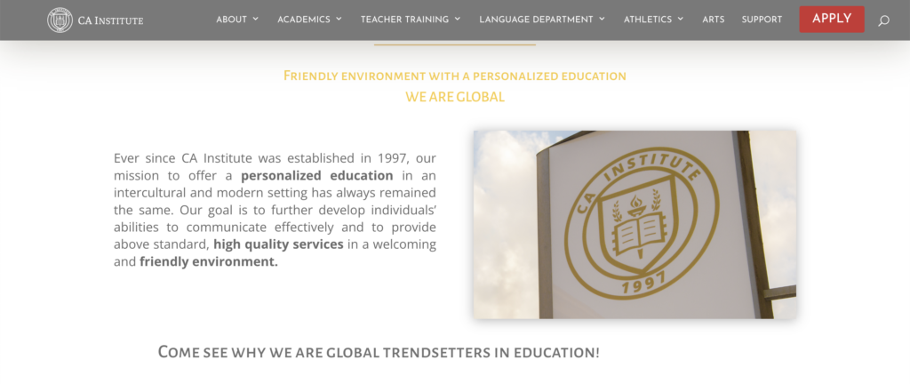 CA Institute webiste