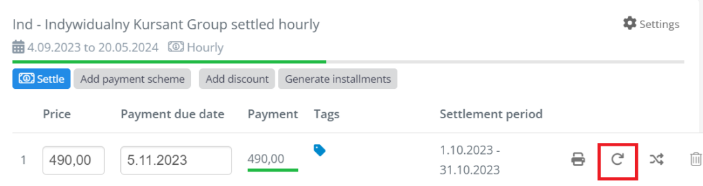 Automatic student fee update