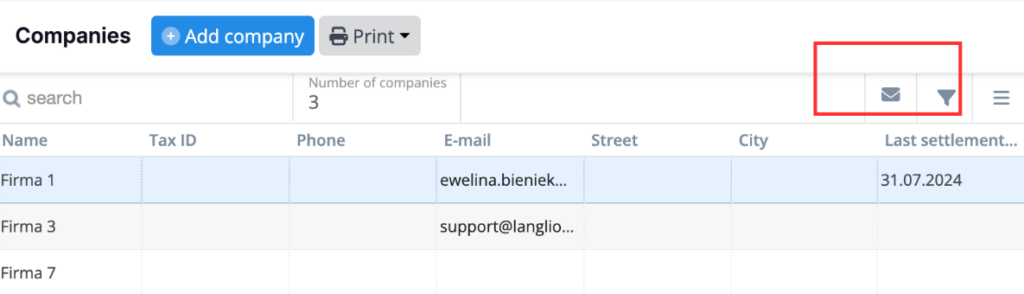 Date of last settlement in the company list