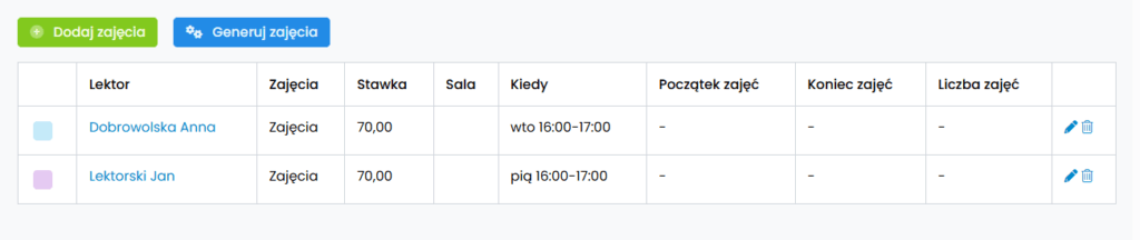 screen z modułu Nauczanie Online w LangLion
