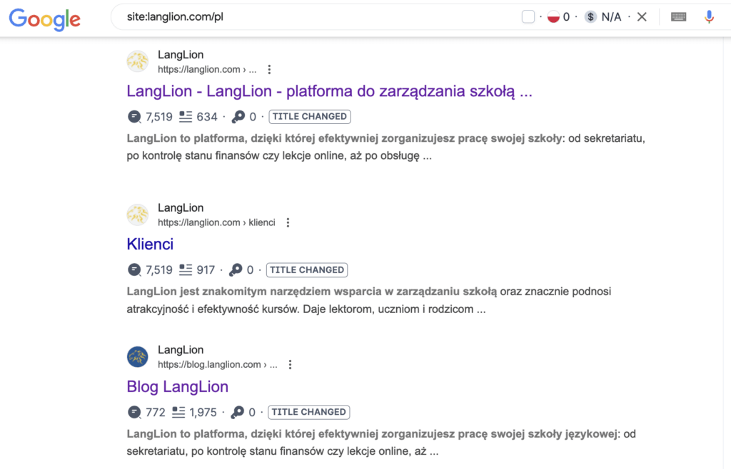 sprawdzenie indeksacji strony w Google