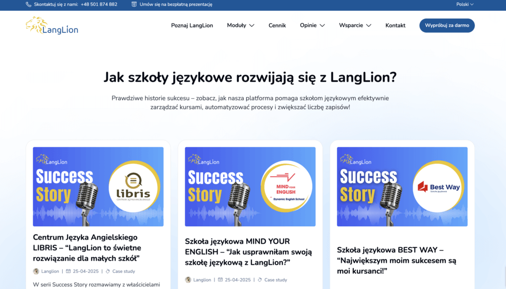case study na stronie langlion