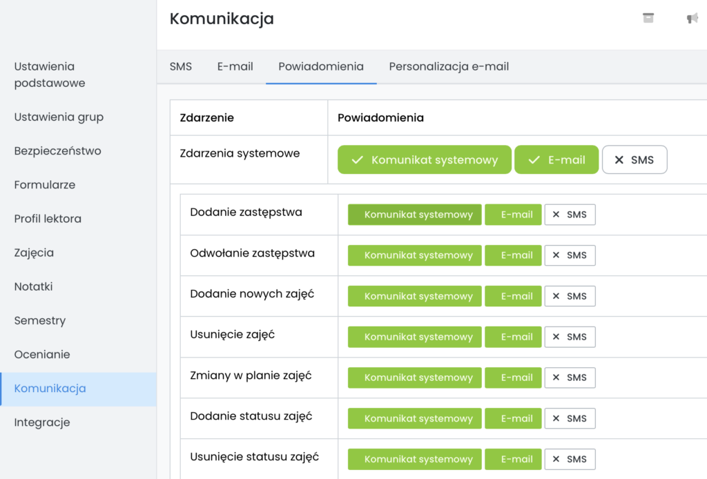 Widok powiadomienia w panelu Platformy LangLion