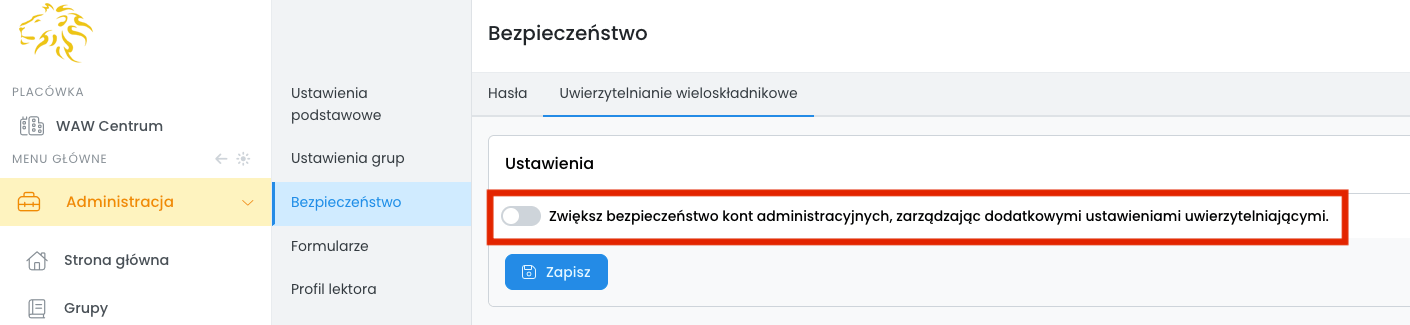 Uwierzytelnianie wieloskładnikowe (MFA) dla kont administracyjnych