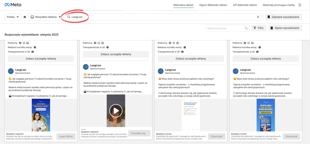 Biblioteka reklam Meta 