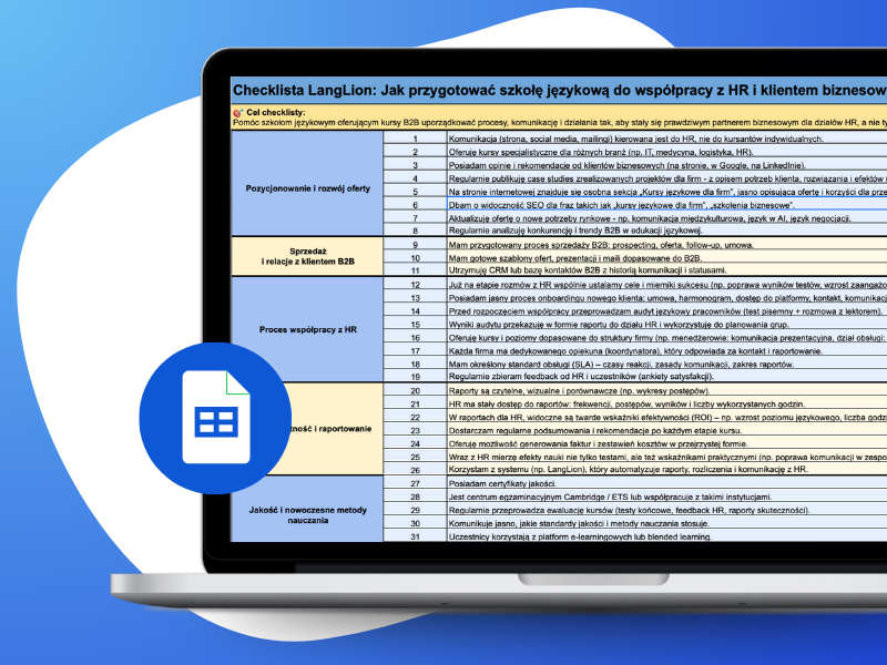 Checklista: Jak przygotować szkołę językową do współpracy z HR i klientem biznesowym?