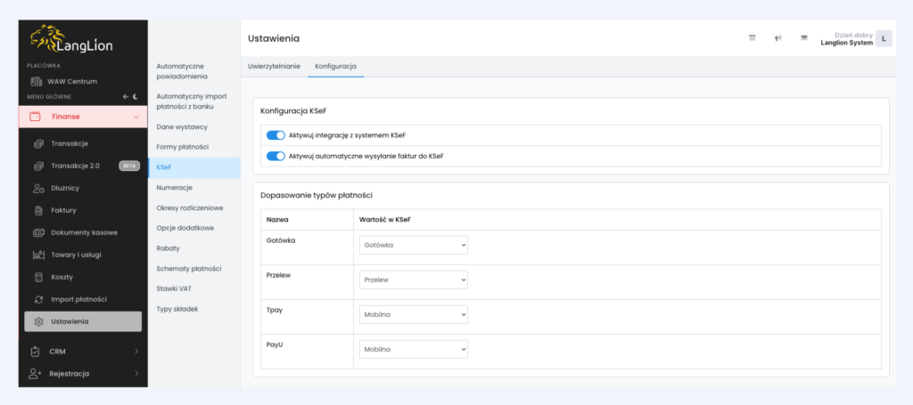 Konfiguracja KSeF w LangLion: aktywacja certyfikatów - cd3