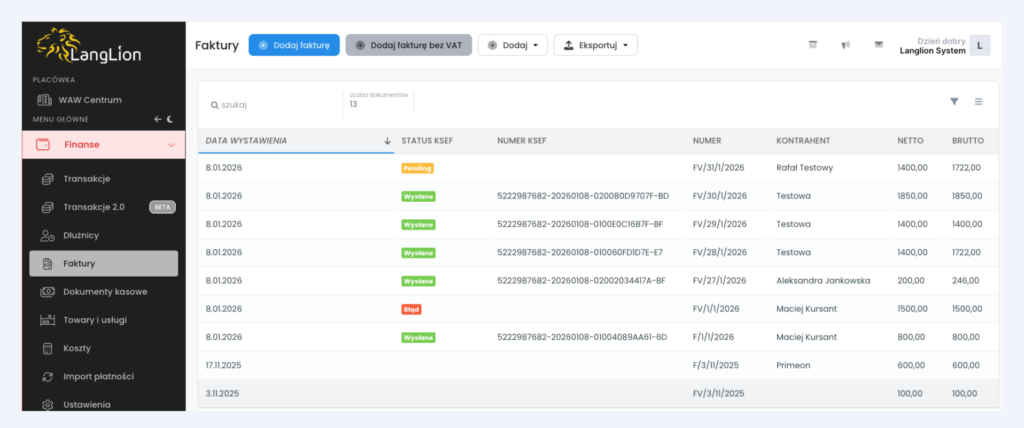 Konfiguracja KSeF w LangLion: aktywacja certyfikatów - cd4