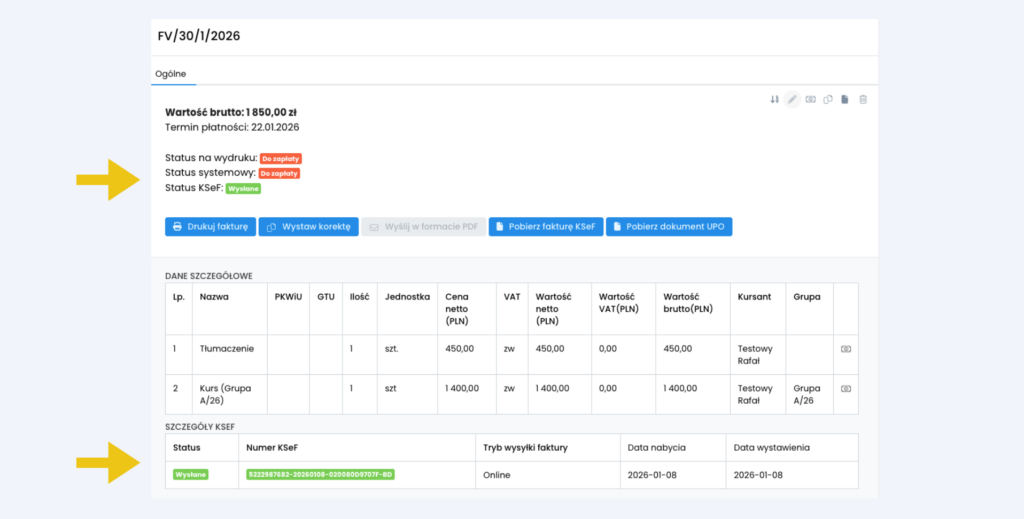 Konfiguracja KSeF w LangLion: aktywacja certyfikatów - cd5