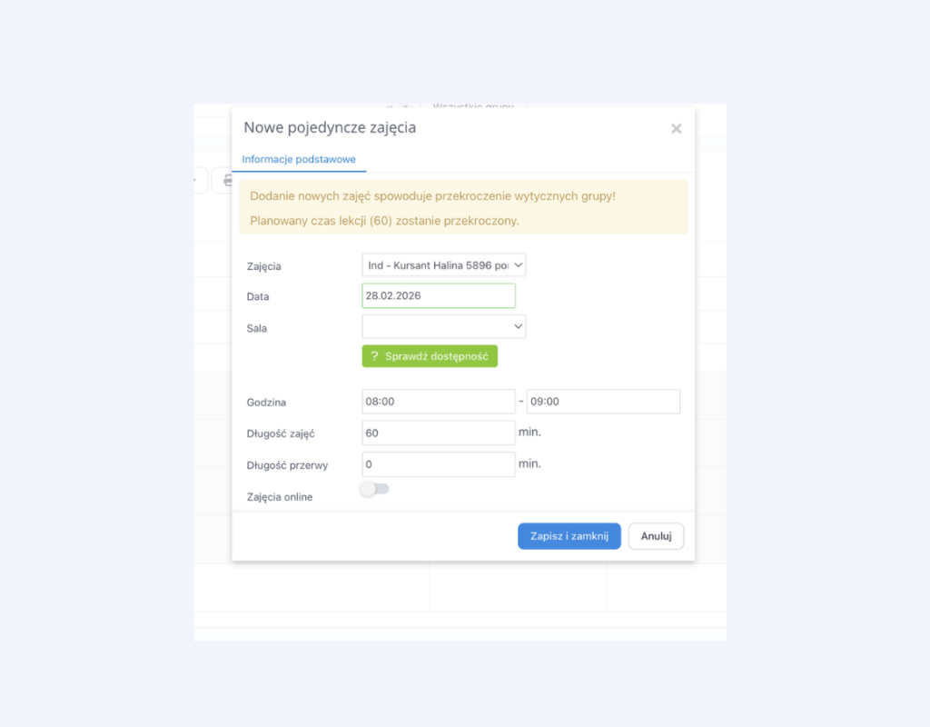 Komunikat dla lektora o wytycznych grup