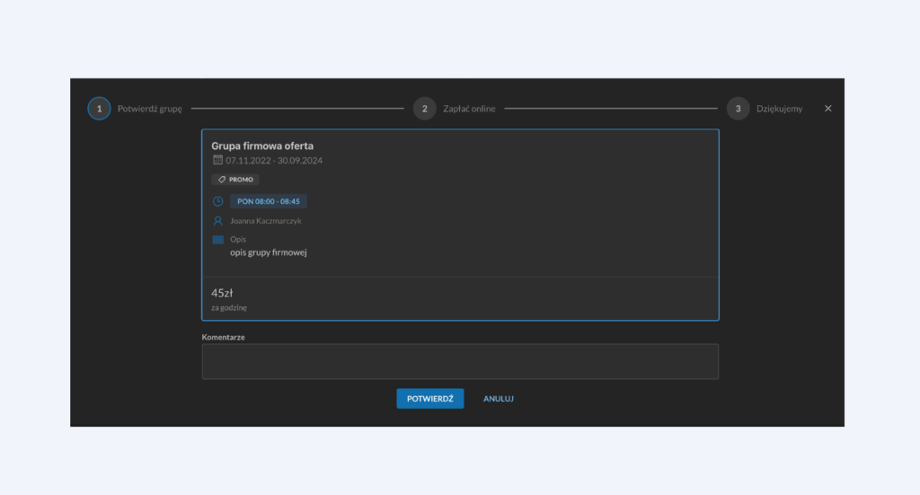 Krok płatności dla kontynuacji 2