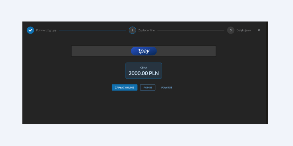 Krok płatności dla kontynuacji 3