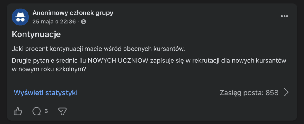 procent kontynuacji w szkołach
